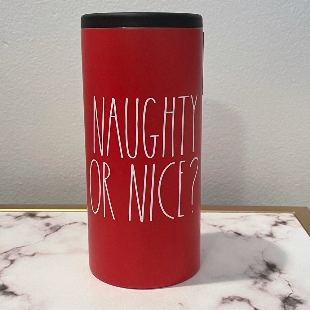 NWT Rae Dunn Red Stainless Steel Drink Koozie, Naughty or Nice, Christmas Gift